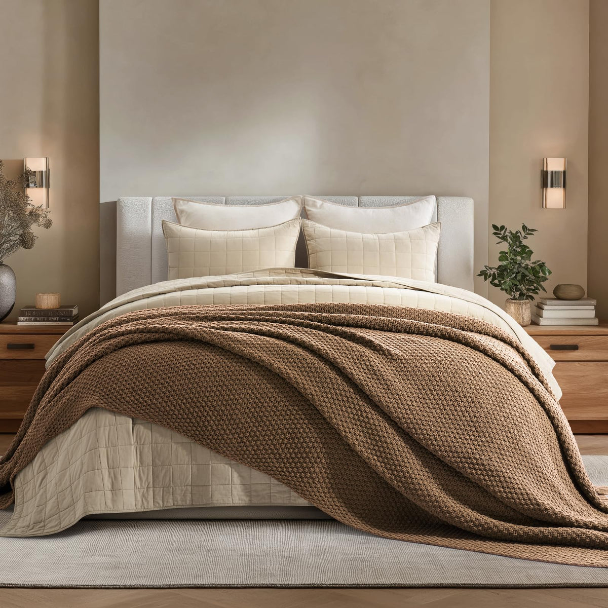 EVERGRACEHOME Chunky Chenille Knit Throw Blanket, 50 x 60, Olive Green