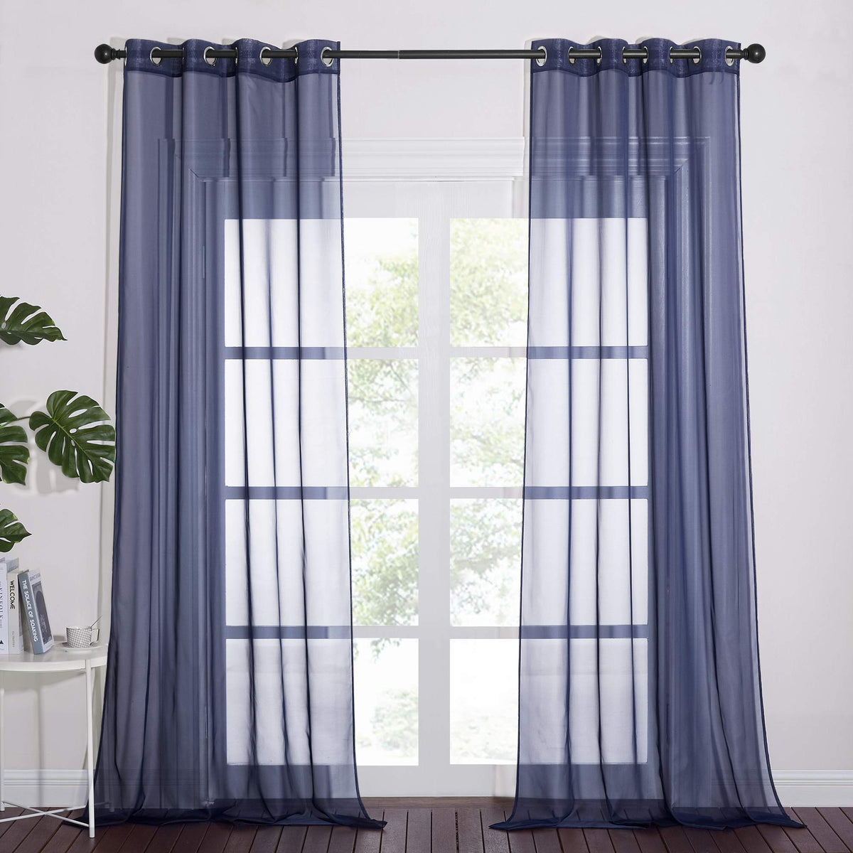 NICETOWN White Sheer Curtains & Drapes 96 inches Long for Living Room - Grommet Top Solid Lightweight & Airy Gauzy Window Treatments with Light Filtering for Bedroom, 2 Panels, W54 x L96
