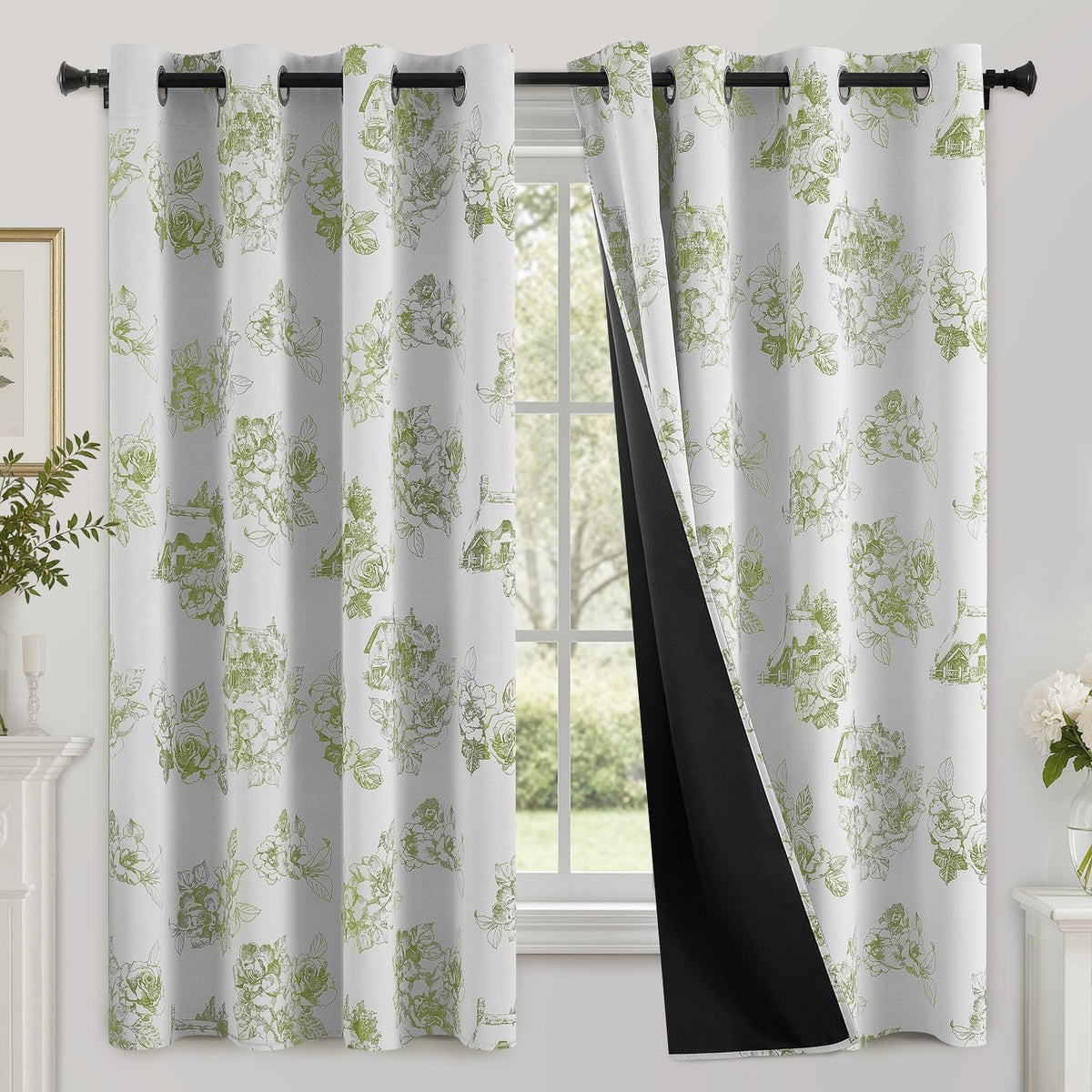SimpleHome Cream 100% Blackout Curtains Room Darkening Living Room 84 Inch