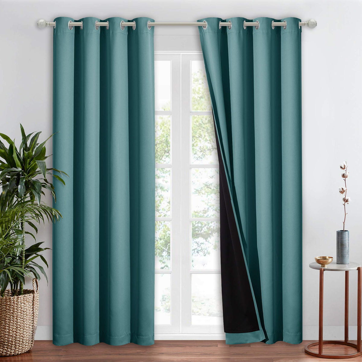 NICETOWN 100% Blackout Curtain 54 inches Long, Double-Deck Completely Blackout Window Treatment Thermal Insulated Lined Drape for Small Window (White, 1 PC, 52 inches Width Each Panel)