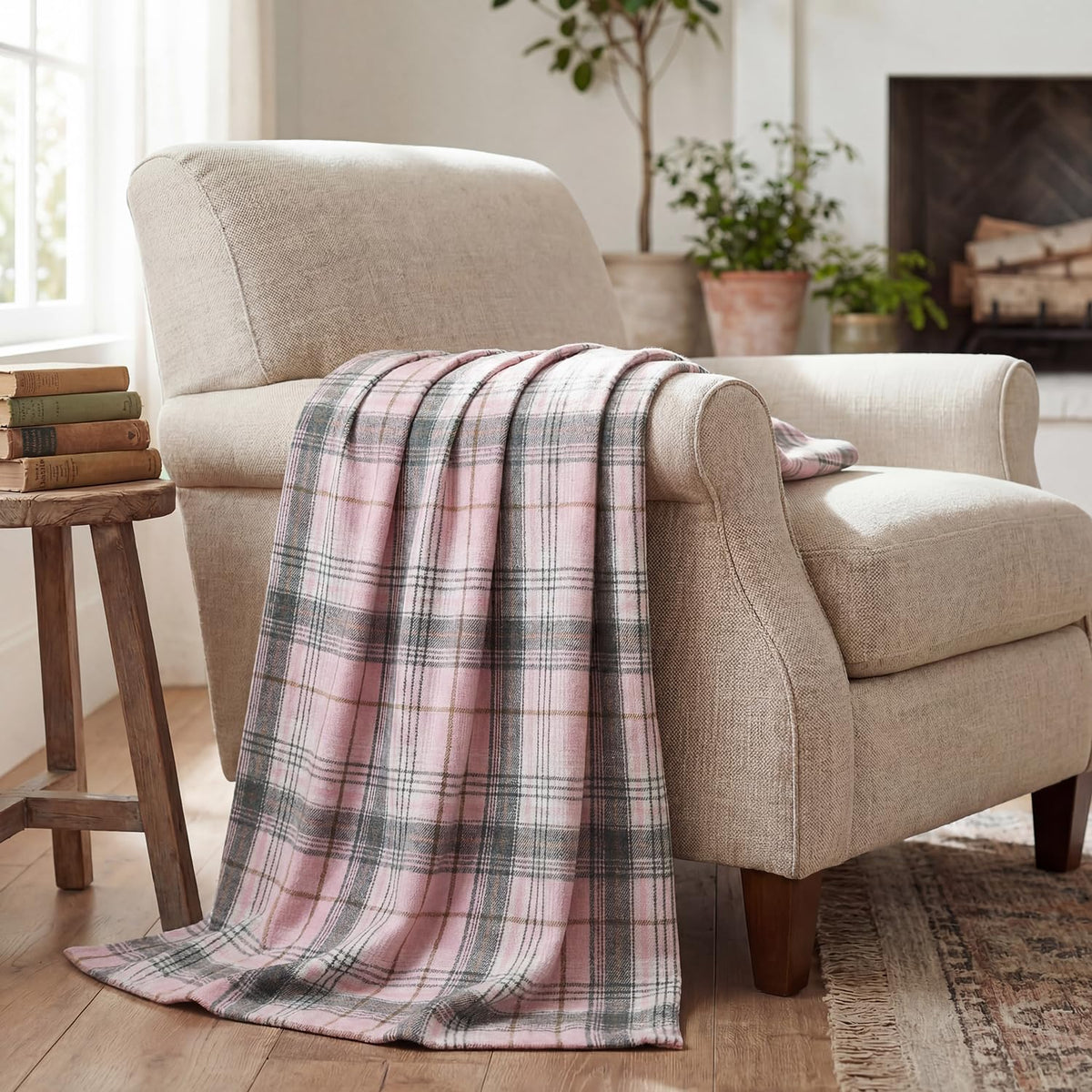 Horaldaily Rust Plaid Fall Decorative Throw Blanket 50x60