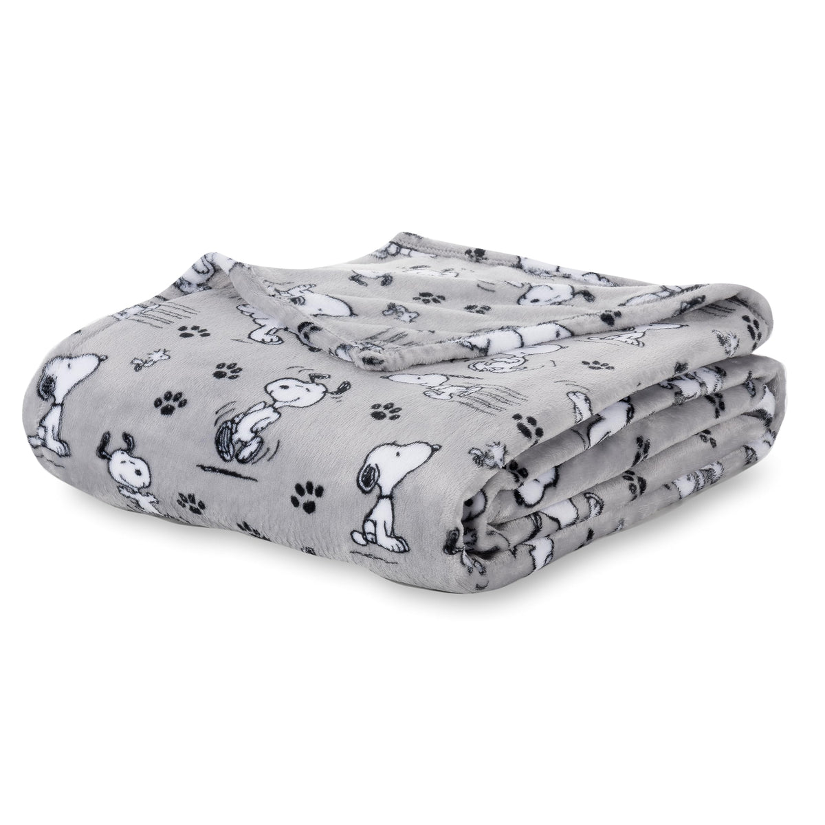 Berkshire Blanket Peanuts® VelvetLoft® Cute Character Snoopy Plush Throw Blanket,Peanuts Poses and Paws Grey,Throw 55 in x 70 in (Official Peanuts® Product)