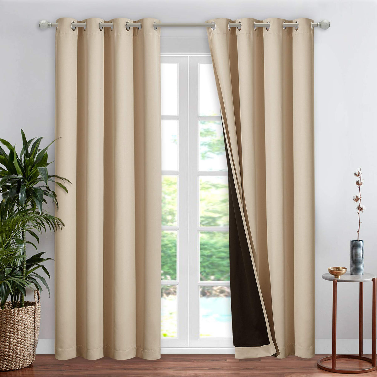 NICETOWN 100% Blackout Curtain 54 inches Long, Double-Deck Completely Blackout Window Treatment Thermal Insulated Lined Drape for Small Window (White, 1 PC, 52 inches Width Each Panel)