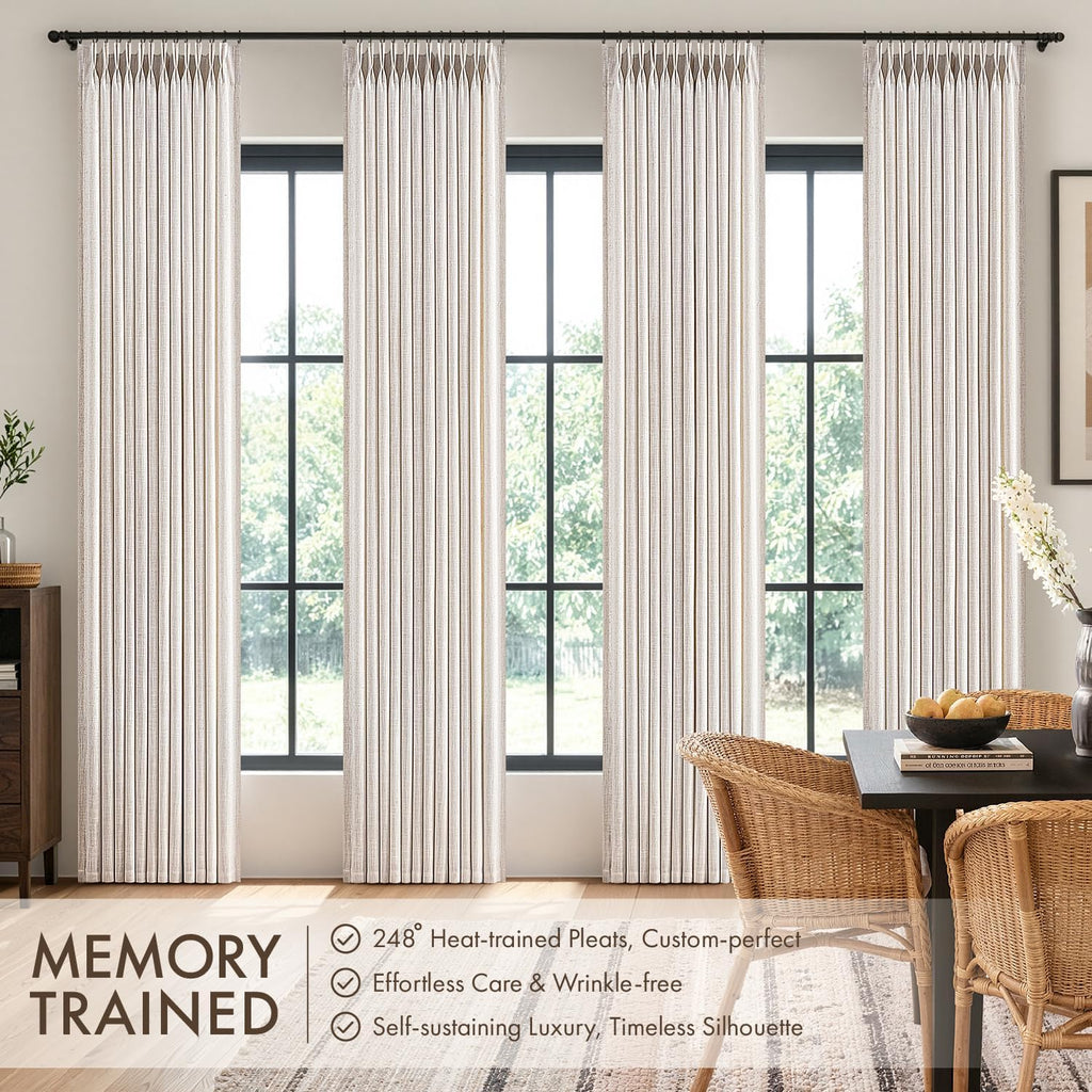 MIULEE 4 Panels Set Pinch Pleated Linen Curtains 90 Inches Long Natural