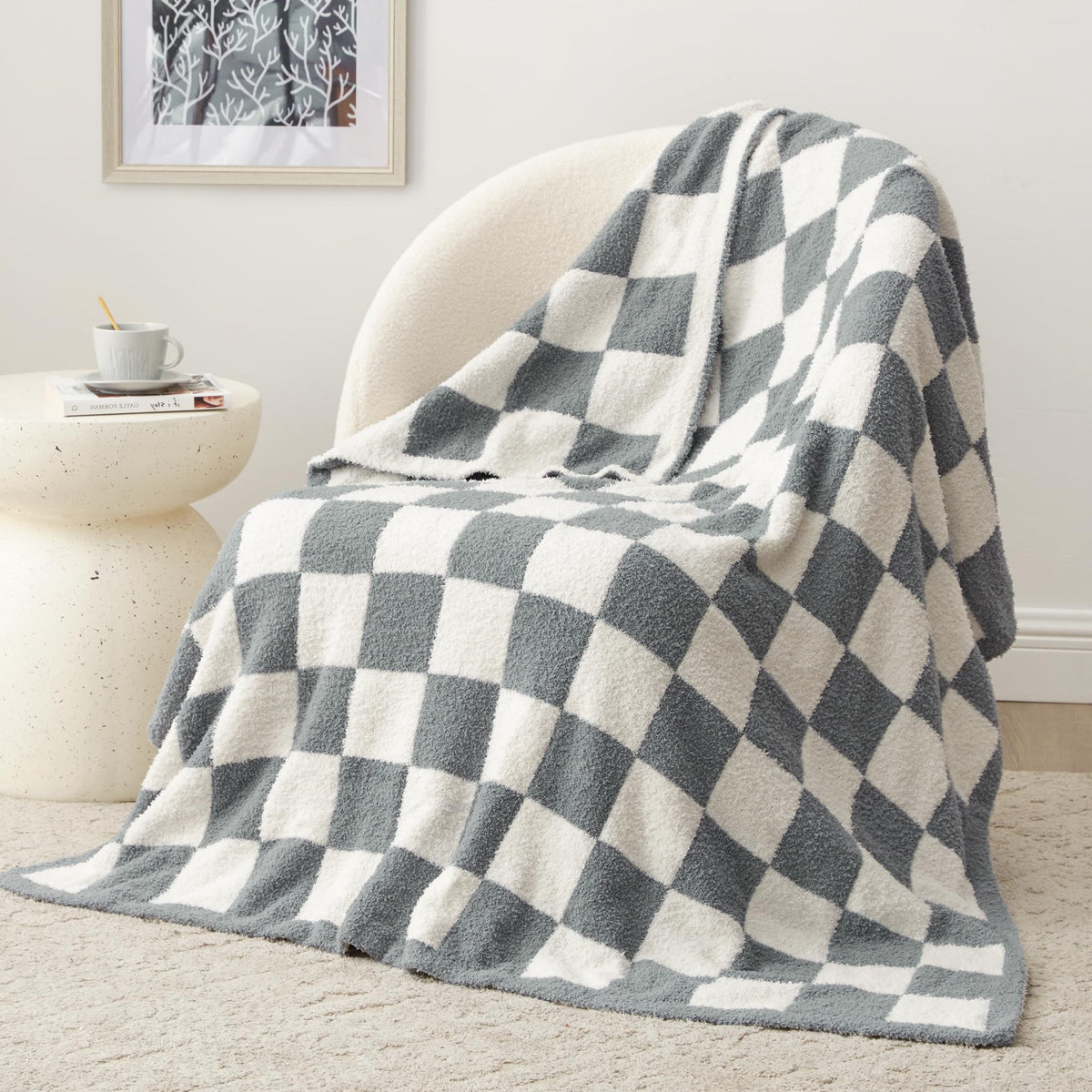 EXQ Home Turtle Shell Throw Blanket Beige for Couch Gentle Soft Fleece