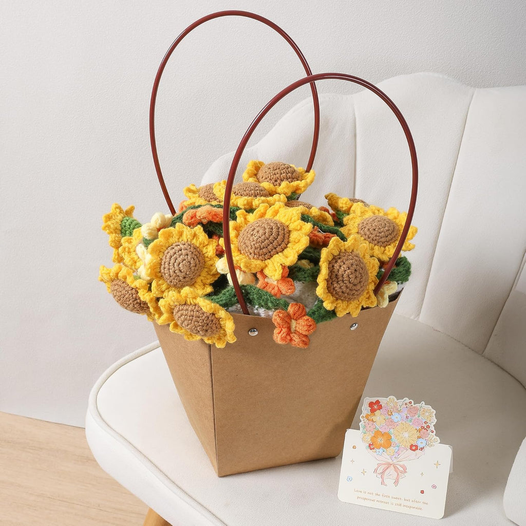 Ivydale 43inch Sunflowers Crochet Blanket Knitted Flower Bouquet Throw