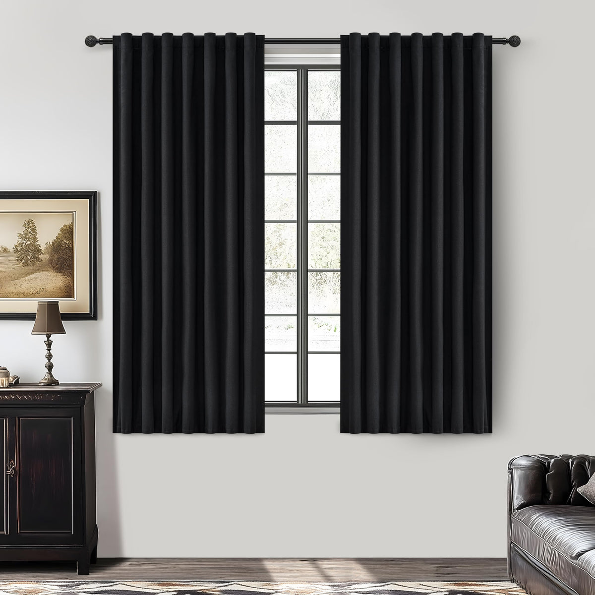 100% Blackout Curtains 84 Inch Length 2 Panels Set Farmhouse Style for Bedroom Windows/Living Room Thermal Insulated Neutral Boho Drapes Linen Blend Natural Ivory 7ft Long Hook Belt Pleated/Back Tab
