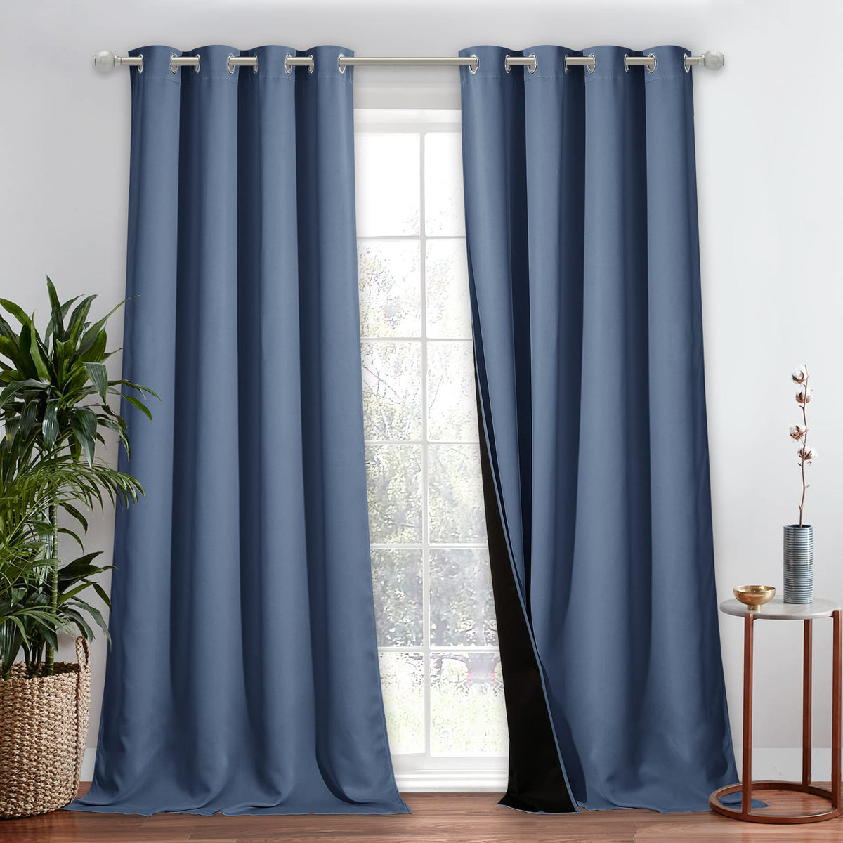 NICETOWN 100% Blackout Curtain 54 inches Long, Double-Deck Completely Blackout Window Treatment Thermal Insulated Lined Drape for Small Window (White, 1 PC, 52 inches Width Each Panel)