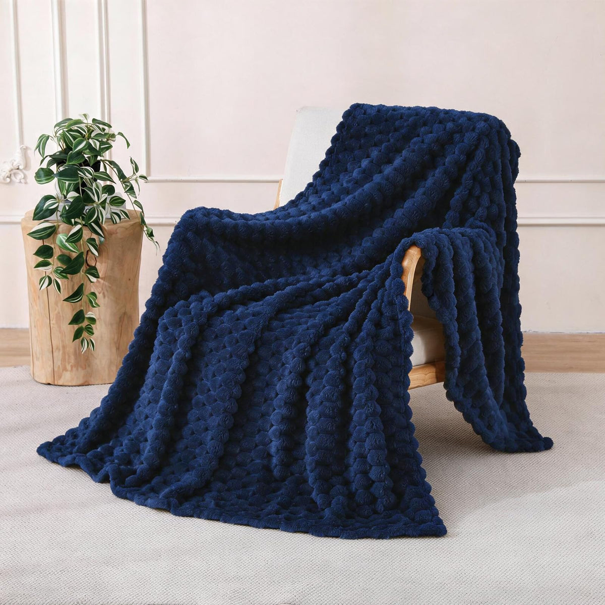 Light Blue Fleece Throw Blanket 50"×60" for Couch Sofa Bed