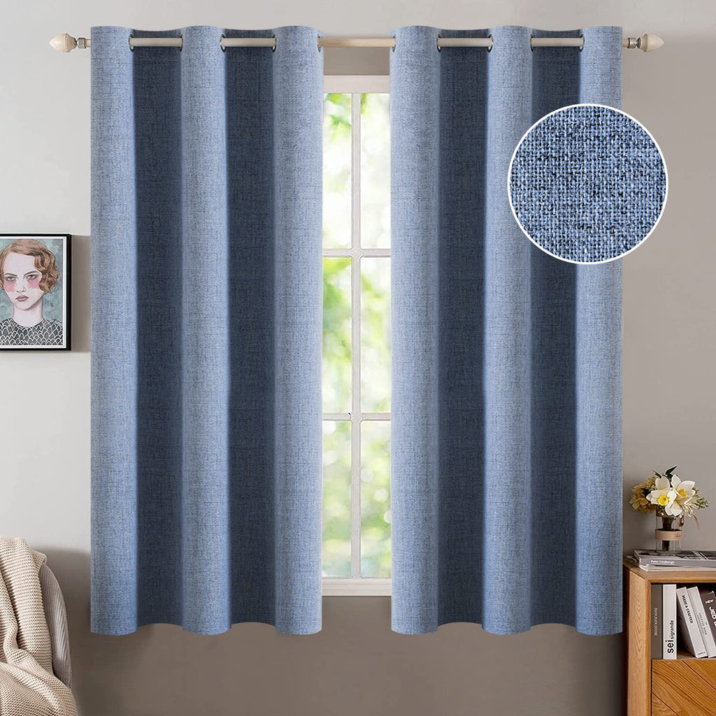 MIULEE 100% Blackout Linen Curtains for Bedroom 52x84 Inches Natural Beige