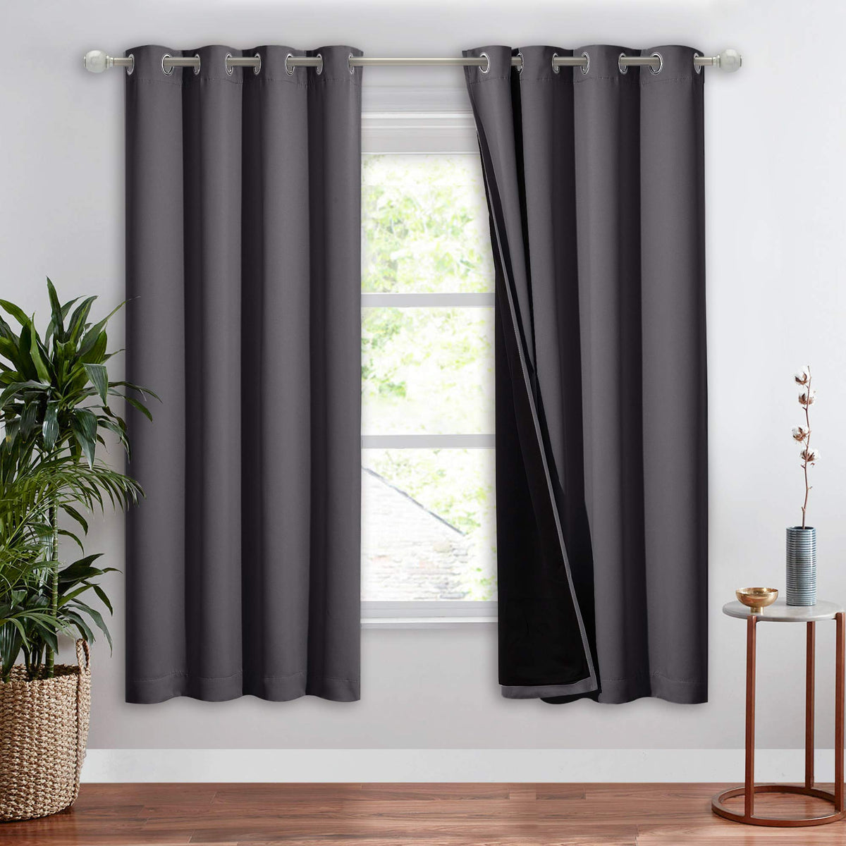 NICETOWN 100% Blackout Curtain 54 inches Long, Double-Deck Completely Blackout Window Treatment Thermal Insulated Lined Drape for Small Window (White, 1 PC, 52 inches Width Each Panel)