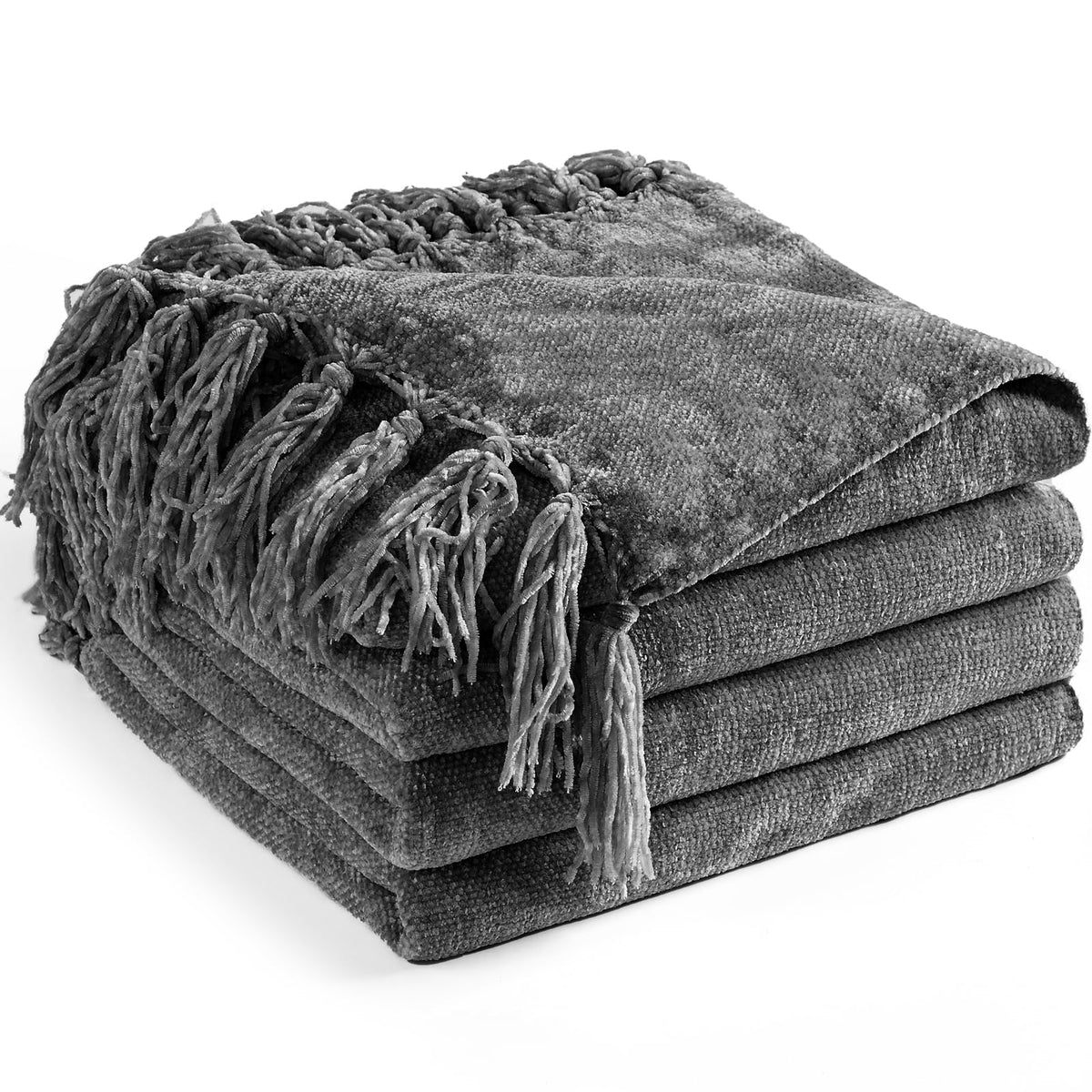 Chenille Throw Blanket for Couch 50" x 60", Olive Green