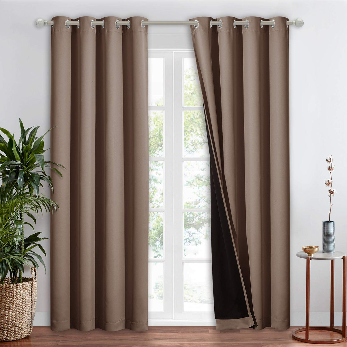 NICETOWN 100% Blackout Curtain 54 inches Long, Double-Deck Completely Blackout Window Treatment Thermal Insulated Lined Drape for Small Window (White, 1 PC, 52 inches Width Each Panel)