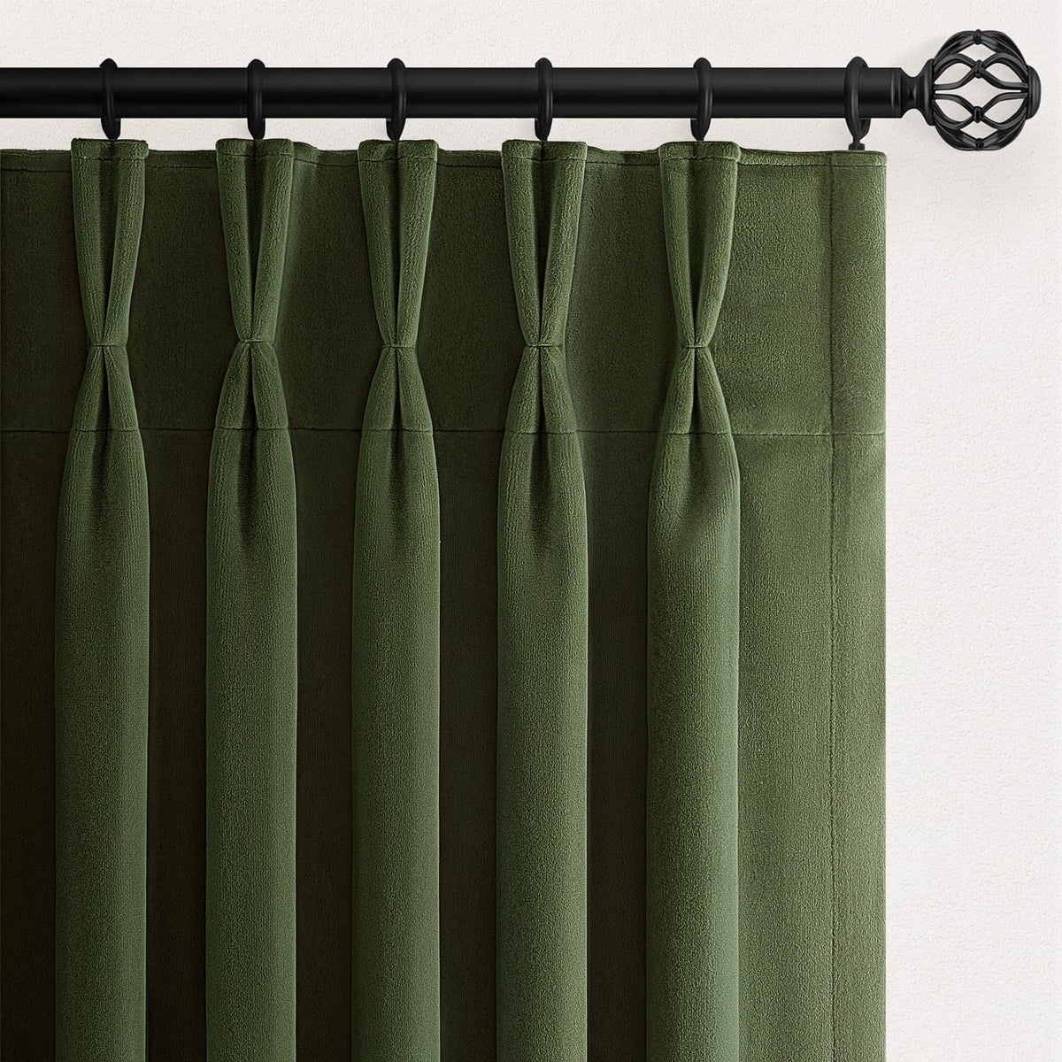Olive Green Velvet Blackout Curtains 84 Inches 2 Panels Forest Green Elegant Vintage Pinch Pleated Drapes for Living Room Bedroom Thermal Soundproof Back Tab Window Panels,W40 x L84,Home Decor