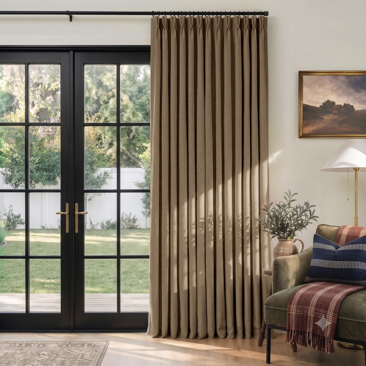 CAPALOCA Extra 60 Inch Wide Linen 100% Blackout Curtains 96 Inch Long