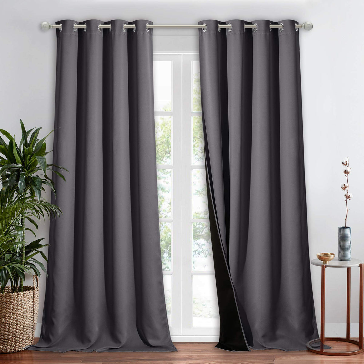 NICETOWN 100% Blackout Curtain 54 inches Long, Double-Deck Completely Blackout Window Treatment Thermal Insulated Lined Drape for Small Window (White, 1 PC, 52 inches Width Each Panel)