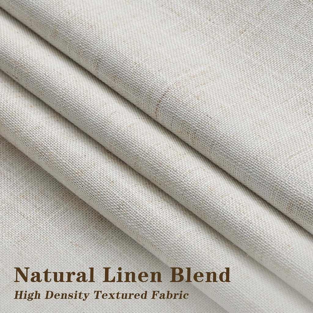 IVAPUPU Natural Linen Blend Blackout Curtains for Bedroom 108 Inch Long