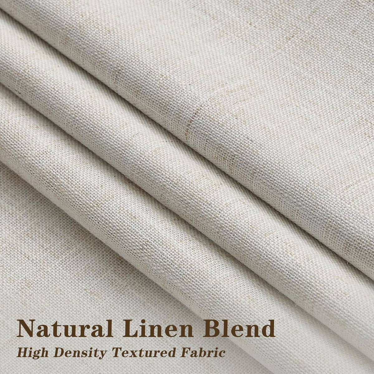 IVAPUPU Natural Linen Blend Blackout Curtains for Bedroom 108 Inch Long