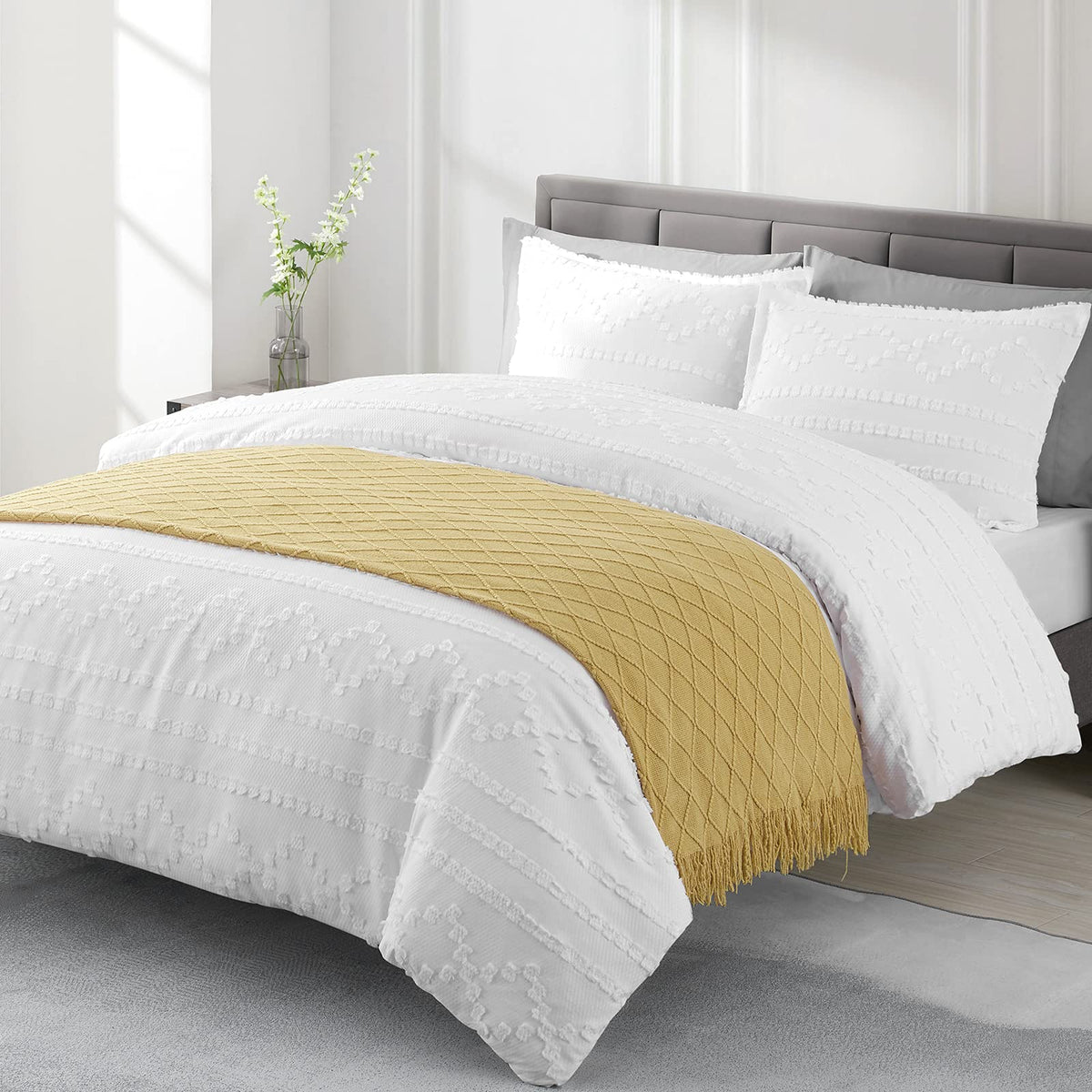 BOURINA Beige Throw Blanket 50x60 Inch Boho Knitted Soft Throw Sofa Blanket
