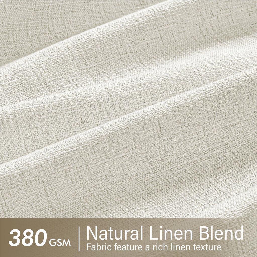 MIULEE Pinch Pleated Linen Curtains 96 Inches Long Beige White 2 Panels