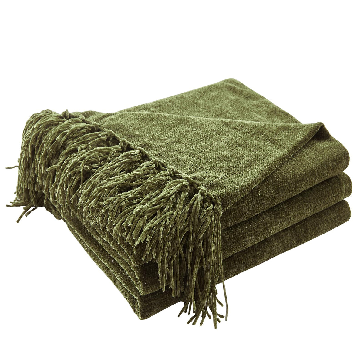 CozeCube Chenille Throw Blanket, Rust Orange Fringe Blanket, 50"X60"