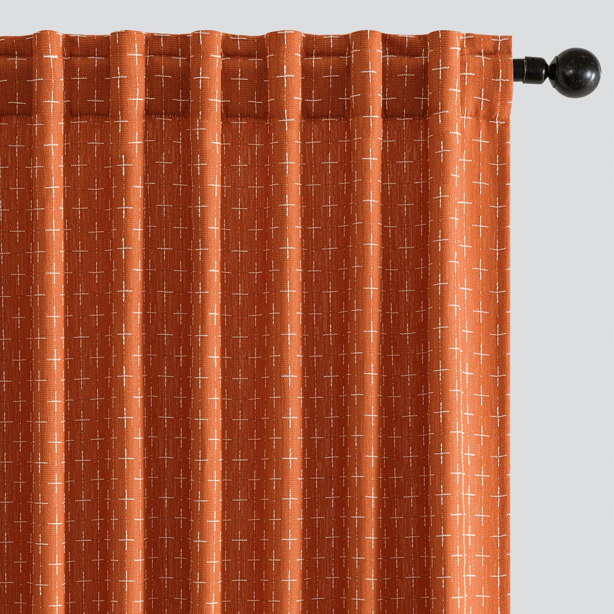 MIULEE Patterned Farmhouse Linen Curtains, Back Tab, 52Wx84L, Blue