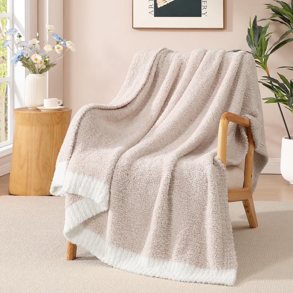 WRENSONGE Soft Checkered Throw Blanket for Couch-Cozy Warm Knitted Blankets