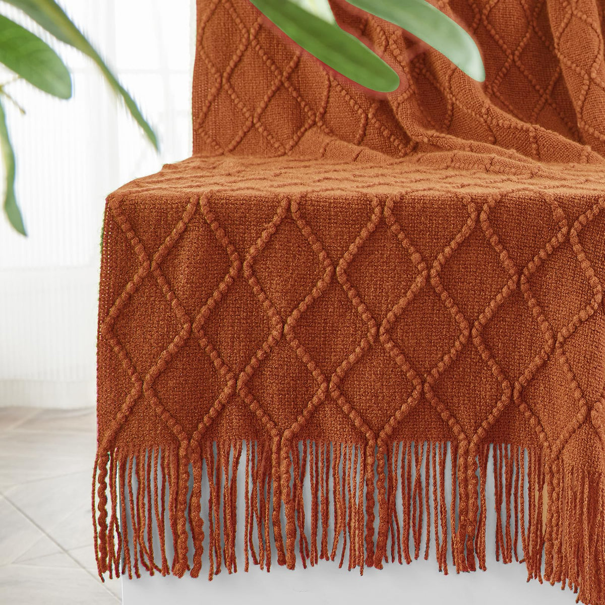 inhand Off White Knitted Throw Blanket for Couch and Bed, 50"x60"