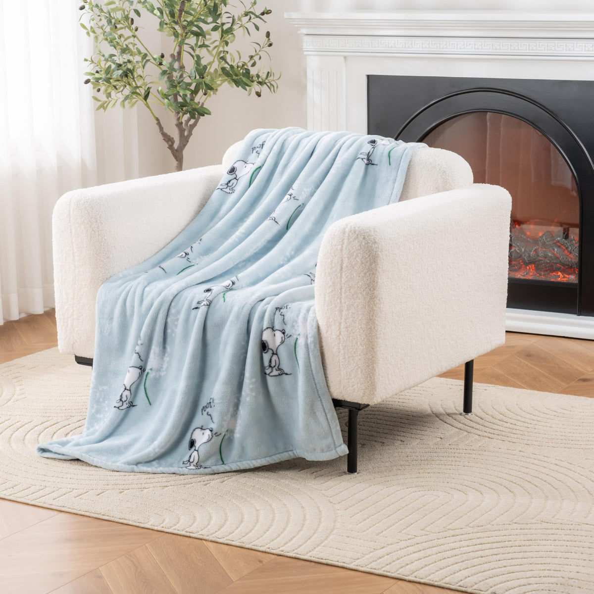 Berkshire Blanket Peanuts® VelvetLoft® Cute Character Snoopy Plush Throw Blanket,Peanuts Poses and Paws Grey,Throw 55 in x 70 in (Official Peanuts® Product)