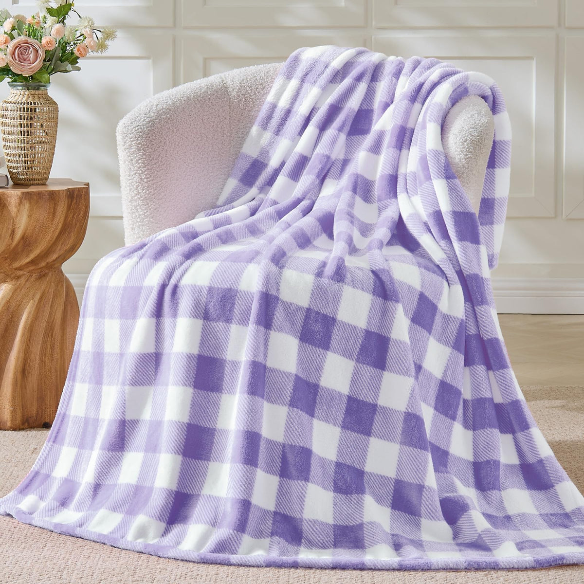 BEDELITE Buffalo Plaid Flannel Fleece Throw Blanket for Couch