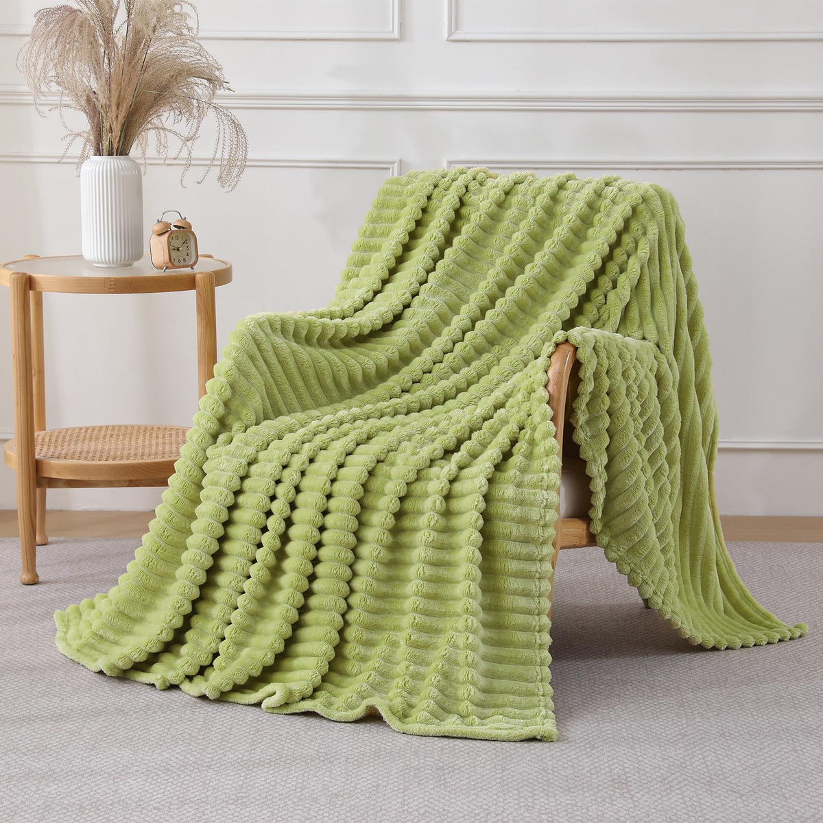 Khaki Throw Blanket for Couch Sofa 50x60 inches Striped Design