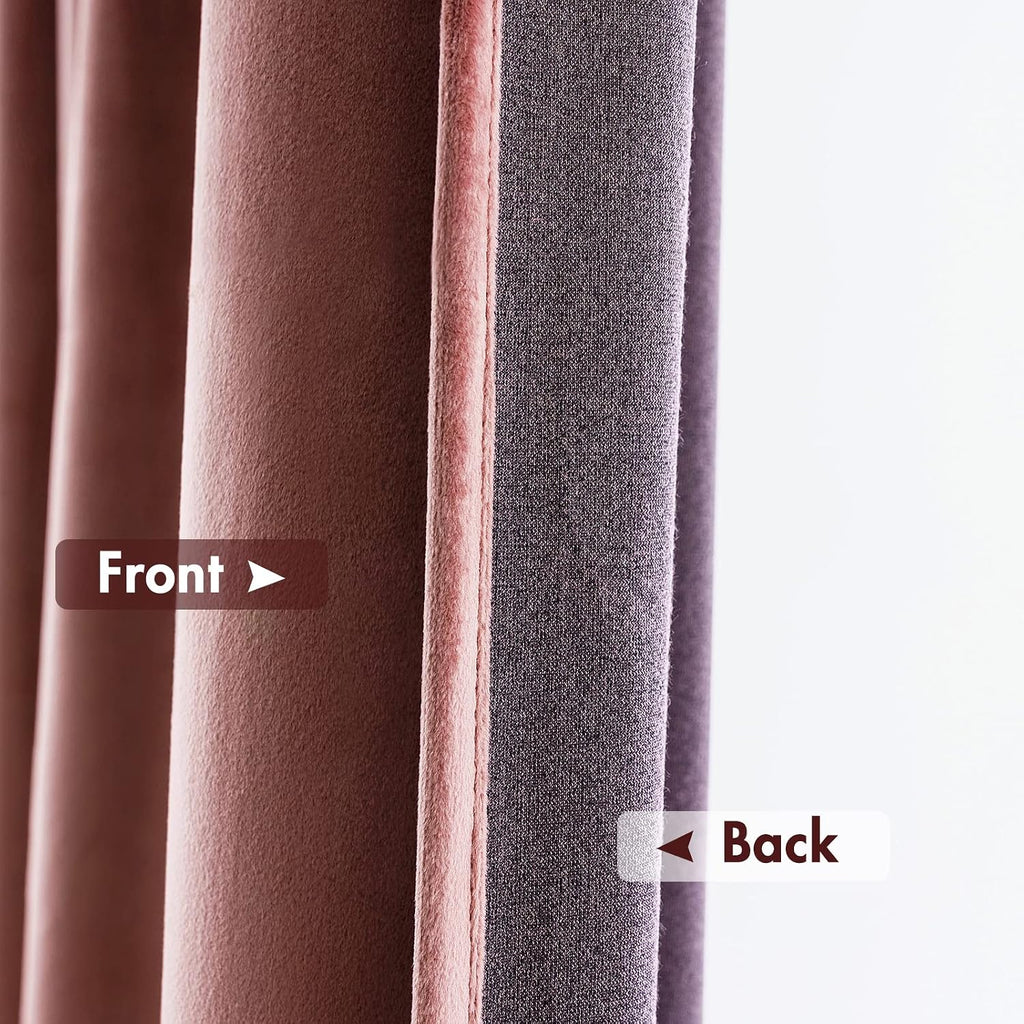 MIULEE Dusty Rose Pink Velvet Room Darkening Curtains for Bedroom W52 x L84