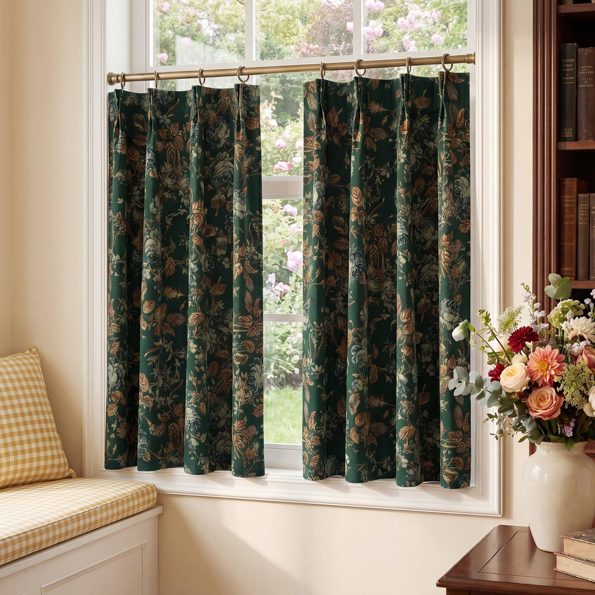 StangH Black Floral Vintage Curtains Luxury Velvet Drapes 96 Inch 2 Panels