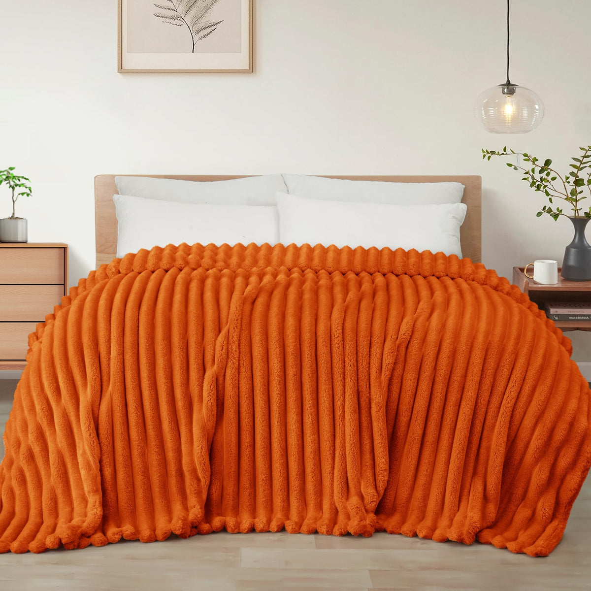 Exclusivo Mezcla Striped Fleece Throw Blanket for Couch, Sofa, Bed, 50"x60"