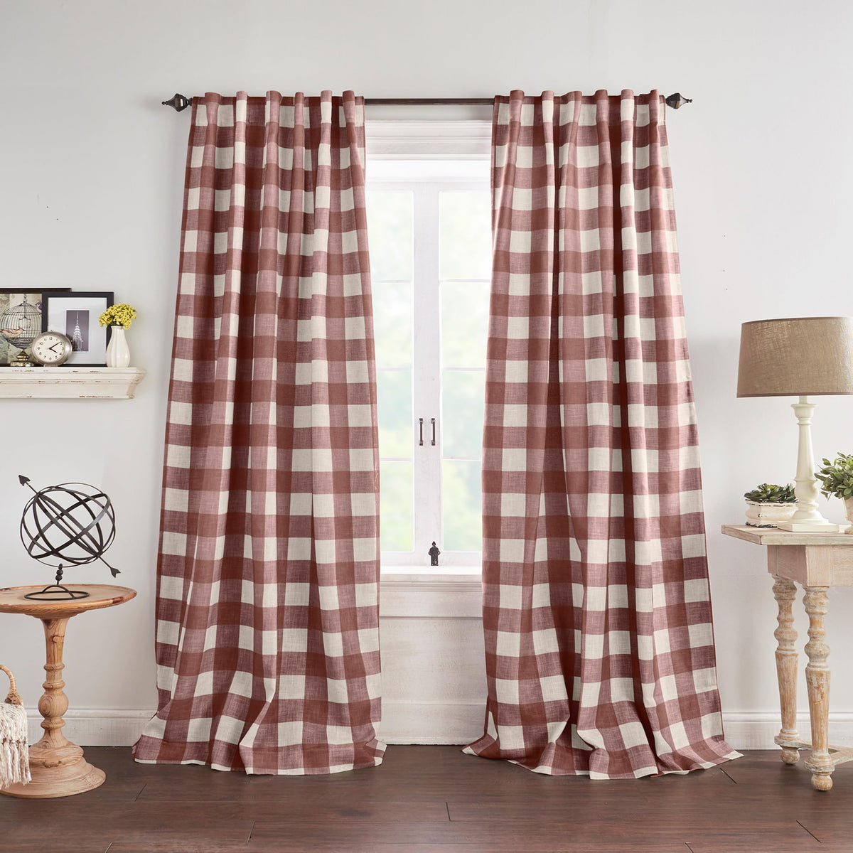 Grainger Buffalo Check Blackout Window Curtain, Linen - 52" W x 84" L