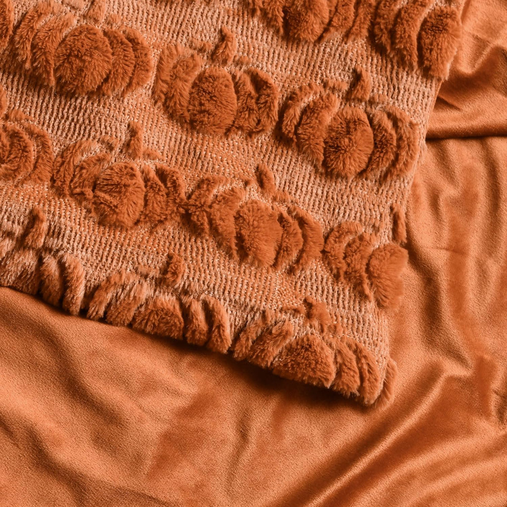 Horaldaily Fall Caramel Orange Pumpkin Faux Fur Throw Blanket 50x60