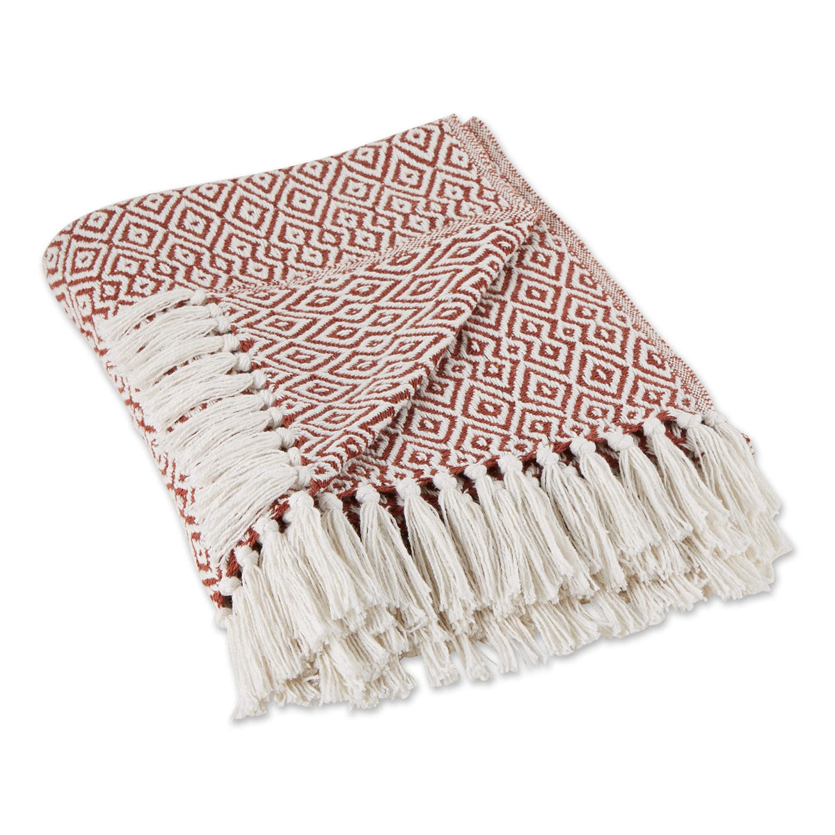 DII Rustic Farmhouse Double Diamond Woven Throw, 50x60, Stone
