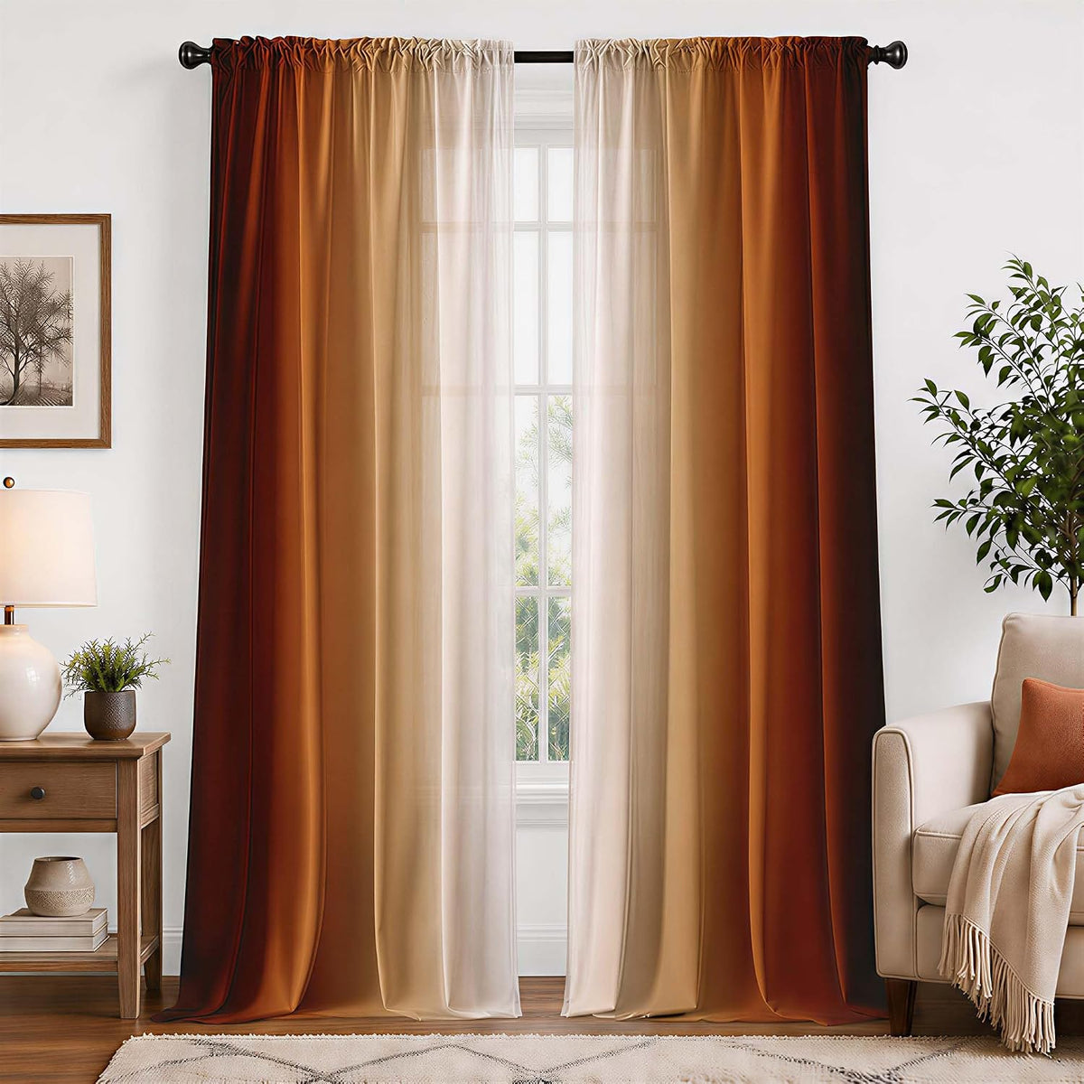 Burnt Orange Curtains 84 Inch Length for Living Room,2 Panels