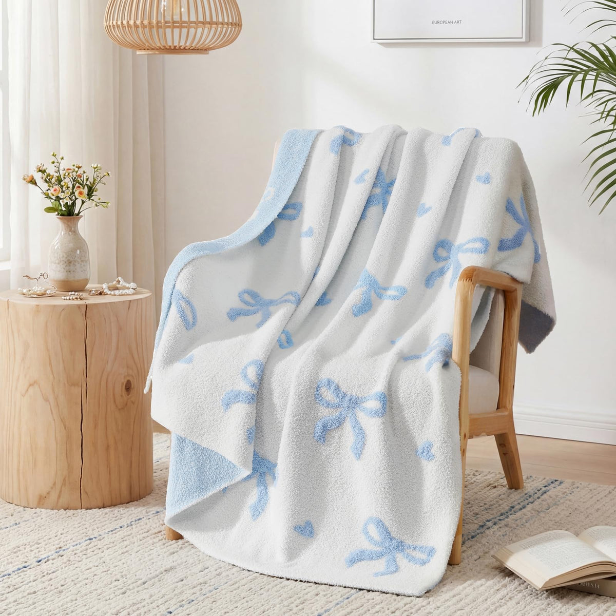WRENSONGE Soft Checkered Throw Blanket for Couch-Cozy Warm Knitted Blankets