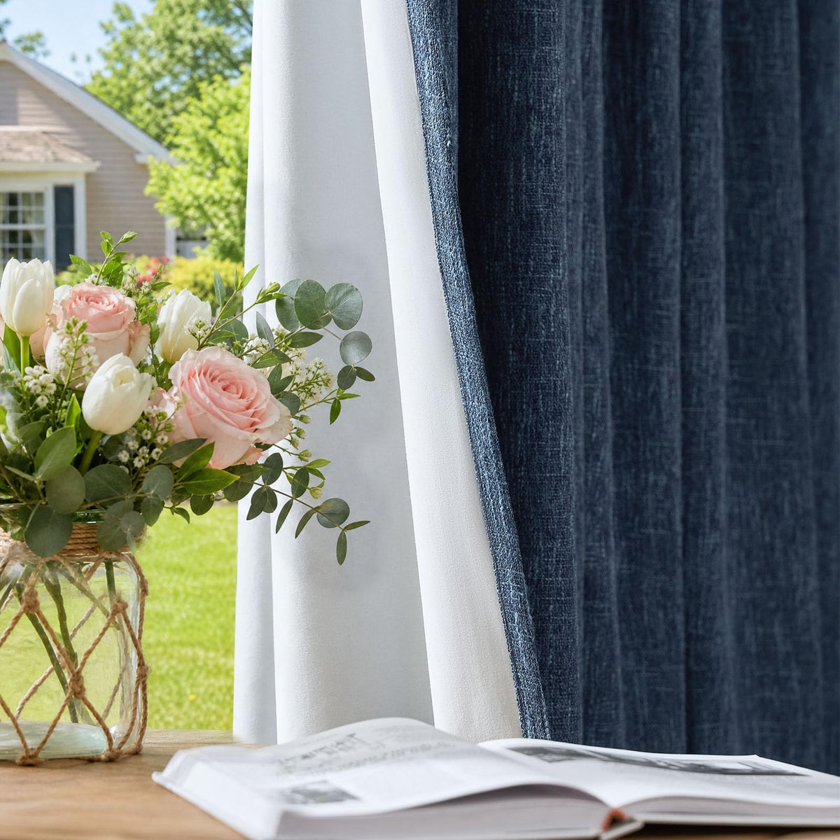 jinchan Burlap Look Curtains Blackout Curtains for Bedroom Lined Linen Textured Look Drapes for Living Room 84 Inches Long French Country Farmhouse Window 2 Panels Tan Drapes