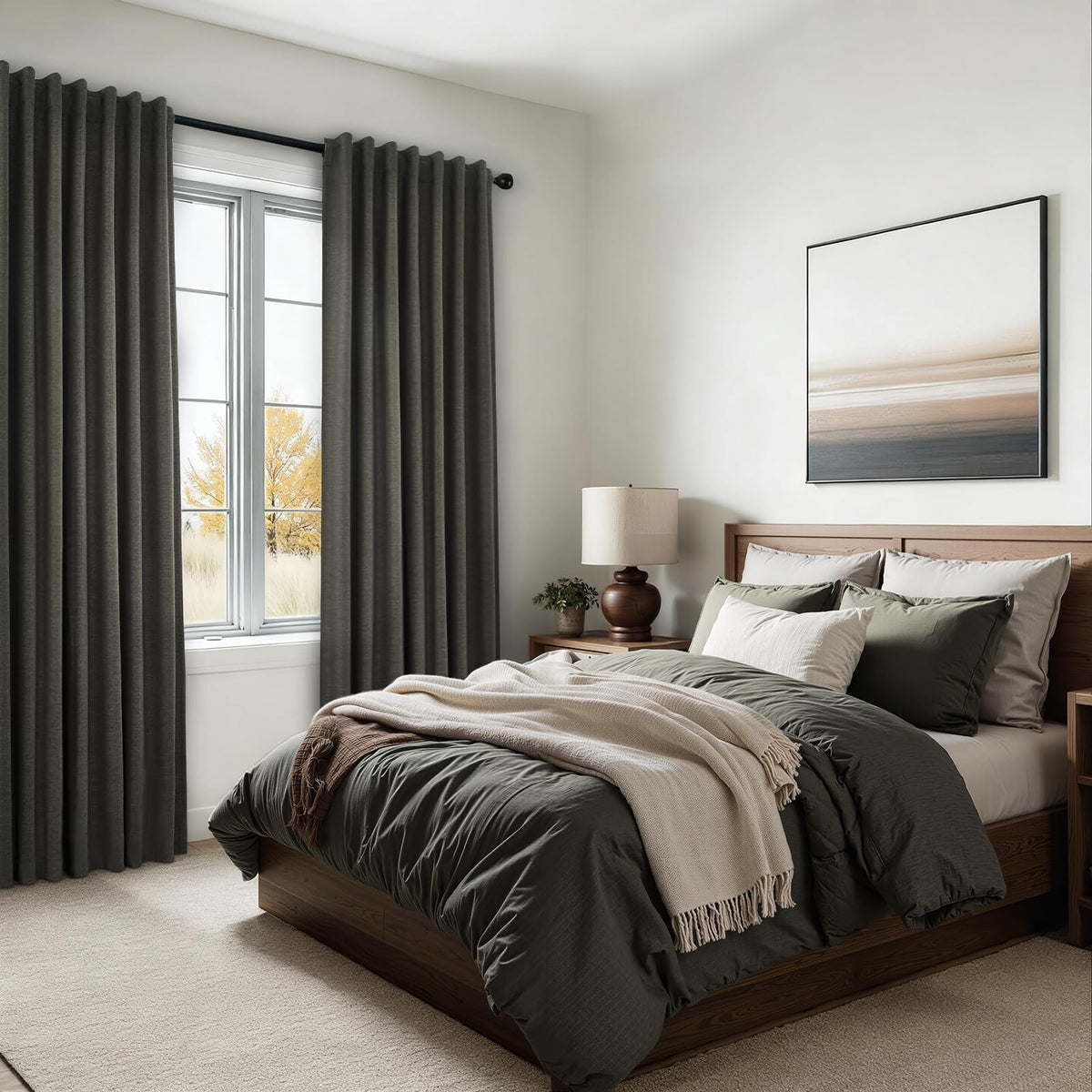 Topfinel Linen Blackout Curtains 96 Inch Long, Boho Farmhouse Ivory Birch Viral Drapes Pinch Pleated Curtains with Hooks for Living Room, Neutral 8 FT Back Tab Bedroom Curtains 52" X 96" 2 Panels