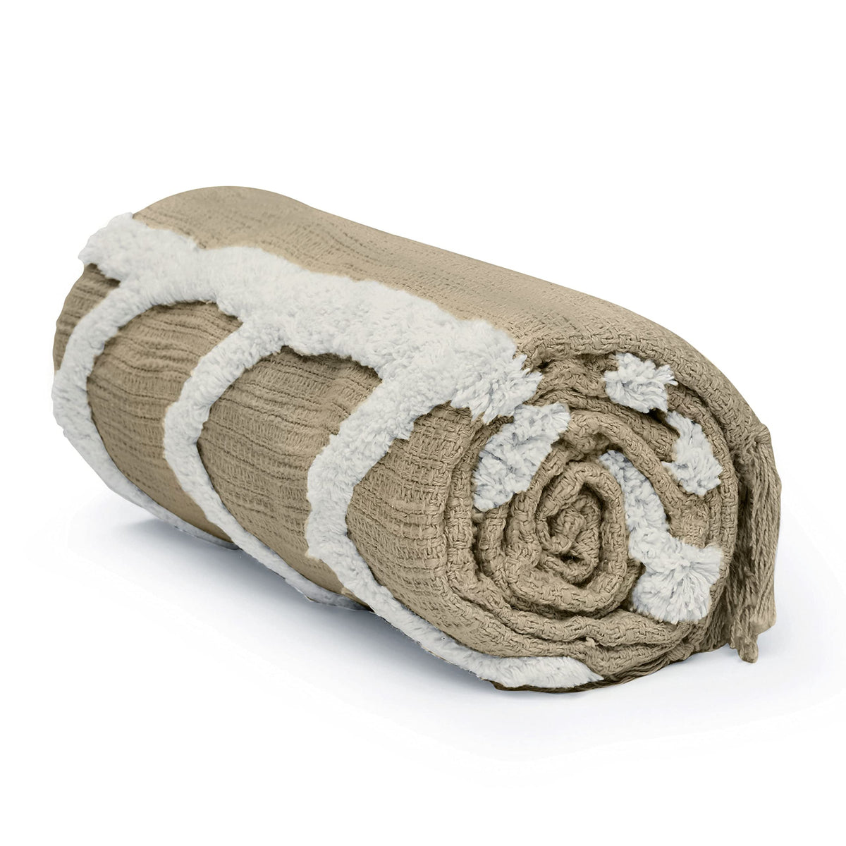 Americanflat 50x60 Throw Blanket - Soft and Breathable Cotton Throw Blanket for Couch, Bed, Chair - Decorative Blankets Perfect for Home, Office, or Outdoor Use - Cream Herringbone Design