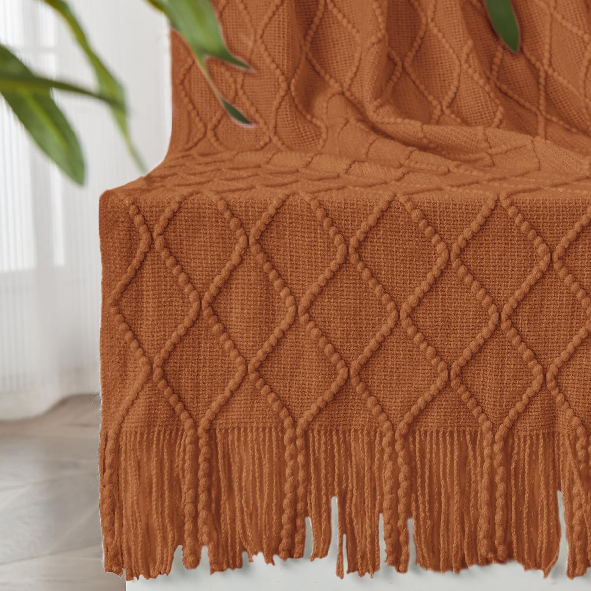 inhand Off White Knitted Throw Blanket for Couch and Bed, 50"x60"