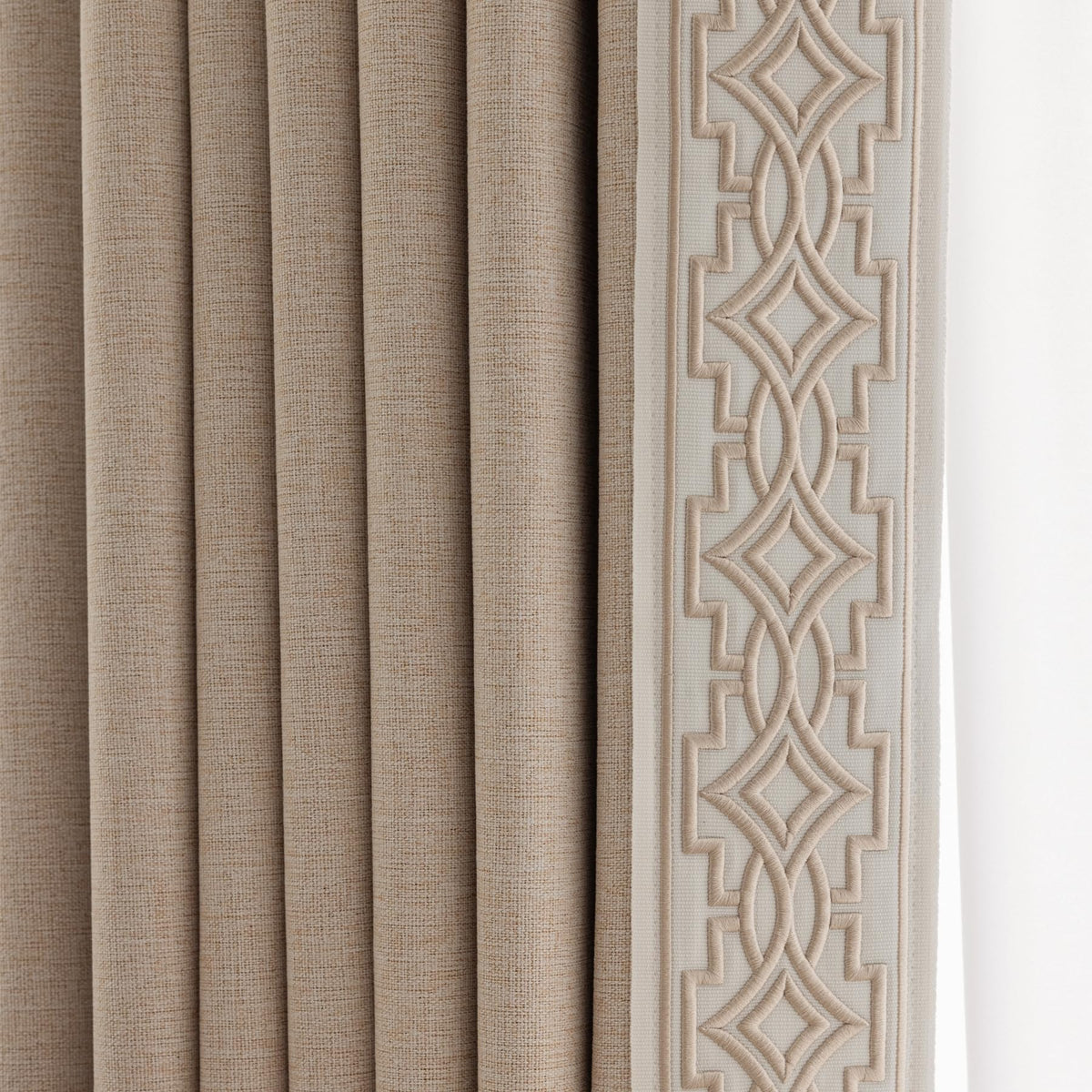 VisionaryHomeDesign Ivory Cream Cotton Blend Curtain Panels with Trim Design, Pinch Pleat Curtains, Blackout Curtains for Sliding Patio Doors Bedroom (Set of 2) (52W x 96L)