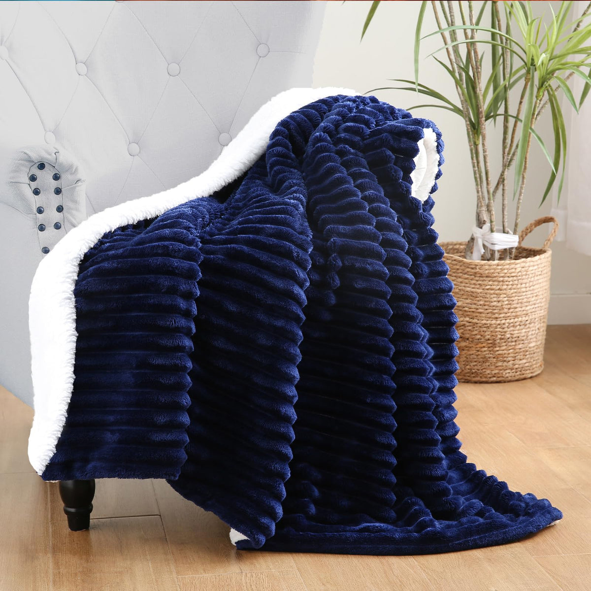 Burnt Orange Sherpa Fleece Throw Blanket 50”×60”Double-sided for Couch