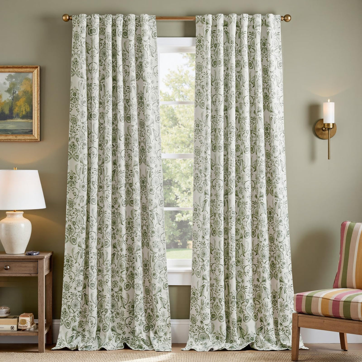 jinchan Beige Boho Floral Blackout Curtains 84 Inch Grommet 4 Panels