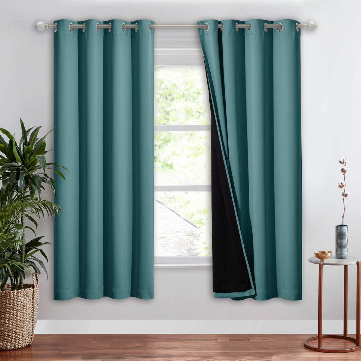 NICETOWN 100% Blackout Curtain 54 inches Long, Double-Deck Completely Blackout Window Treatment Thermal Insulated Lined Drape for Small Window (White, 1 PC, 52 inches Width Each Panel)