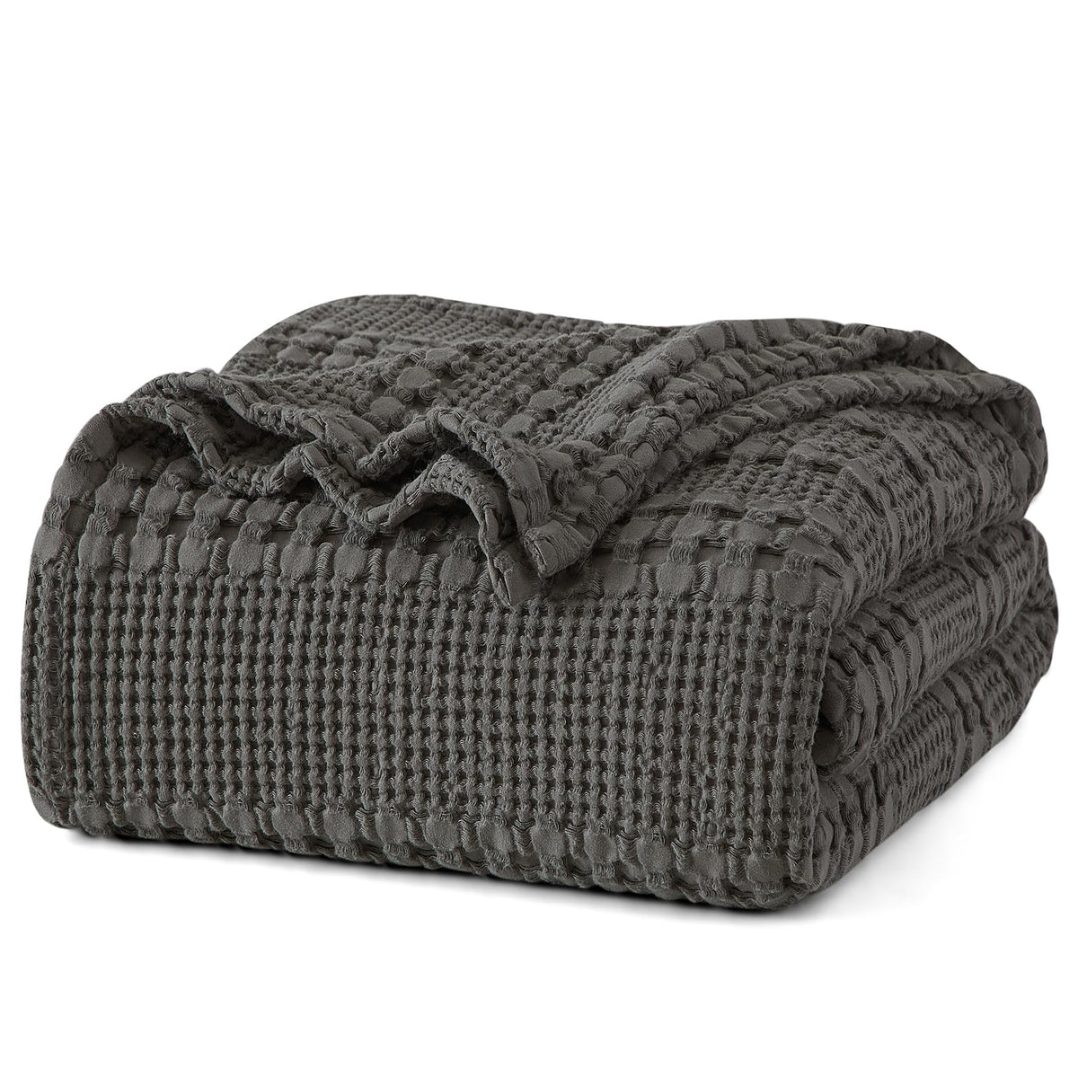 PHF Lightweight 100% Cotton Waffle Throw Blanket for Couch, Light Taupe