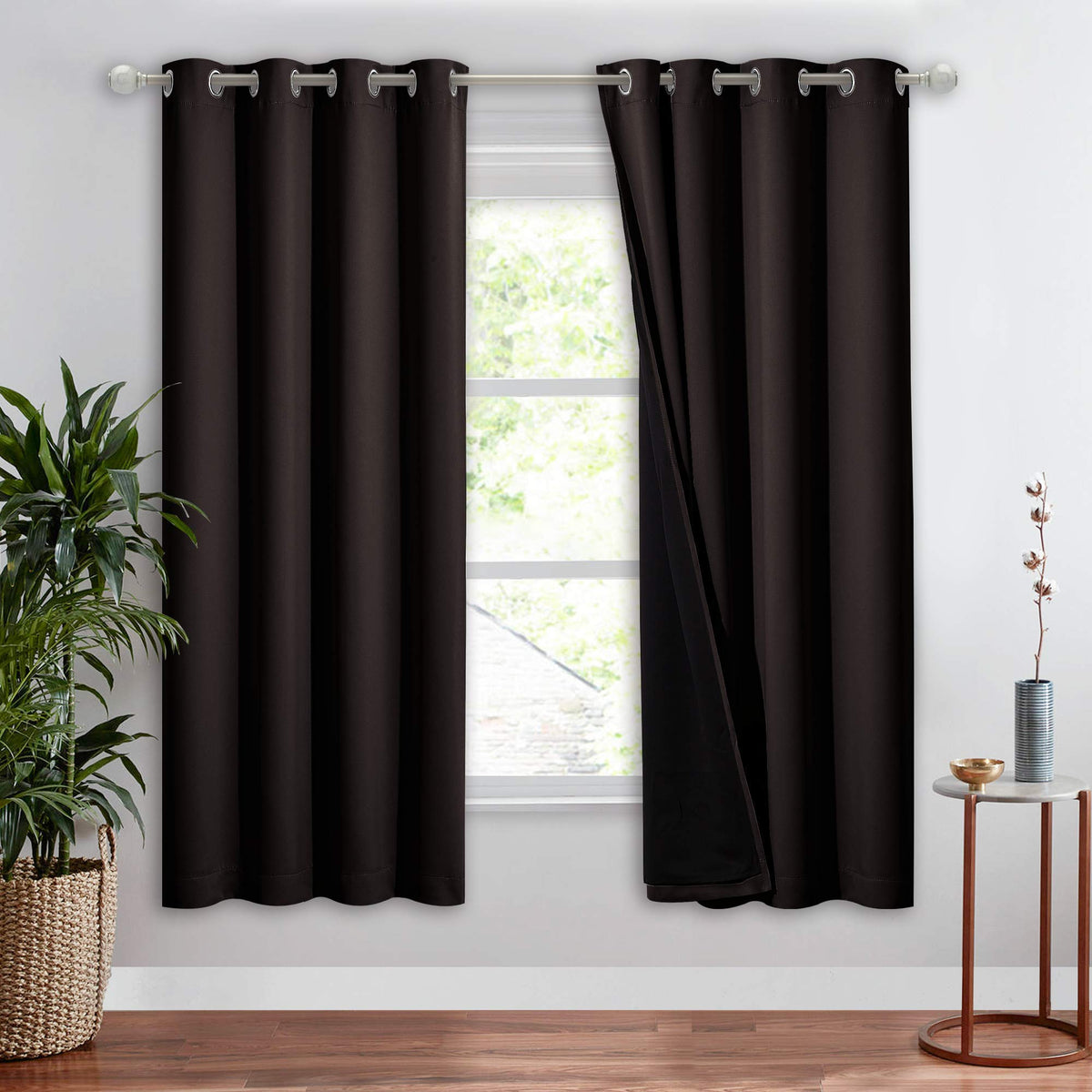 NICETOWN 100% Blackout Curtain 54 inches Long, Double-Deck Completely Blackout Window Treatment Thermal Insulated Lined Drape for Small Window (White, 1 PC, 52 inches Width Each Panel)