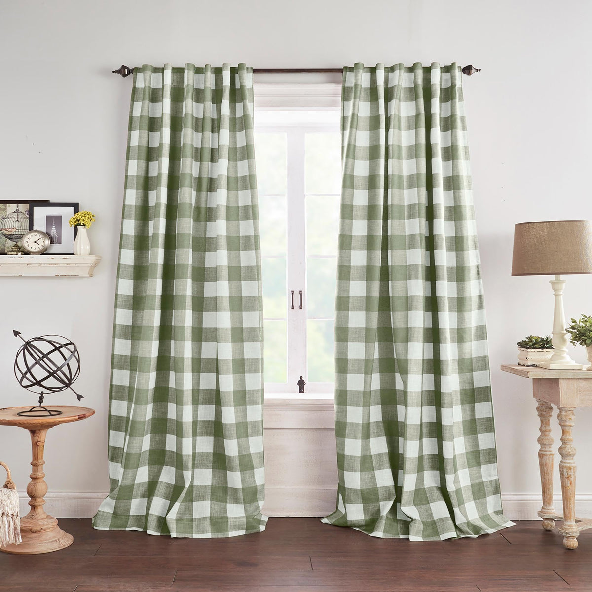 Grainger Buffalo Check Blackout Window Curtain, Linen - 52" W x 84" L